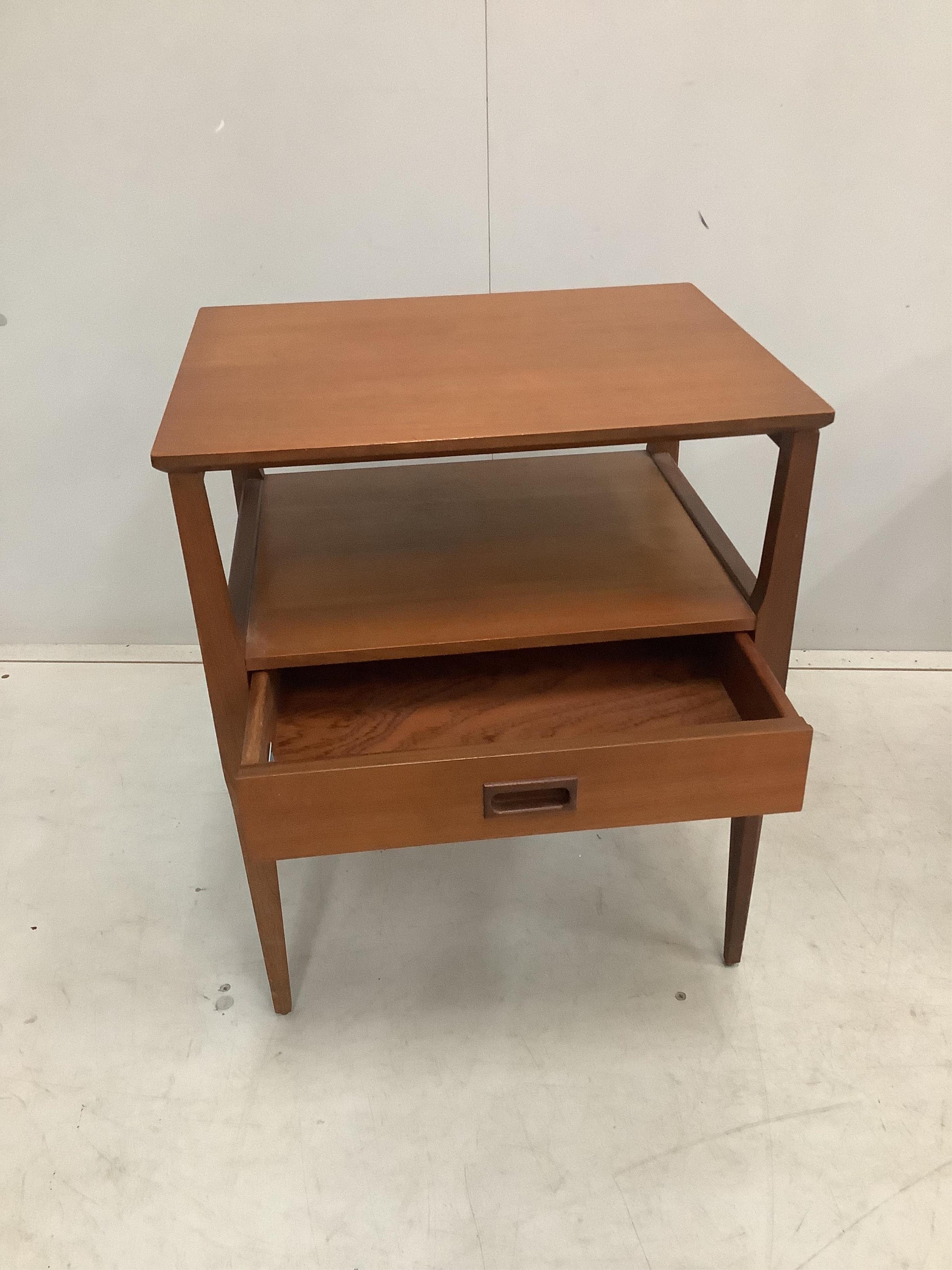 A pair of Nathan teak bedside tables, width 48cm, depth 38cm, height 56cm